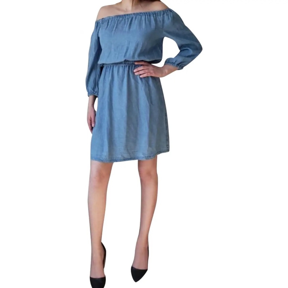 Splendid Off the Shoulder Chambray Dress